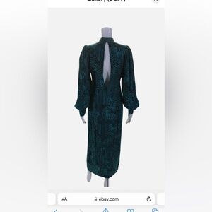 AFRM Womens Long Sleeve High Neck Animal Print Midi Dress Turquoise Black